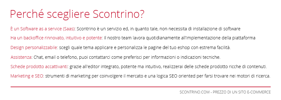 Prezzo di un sito e-commerce